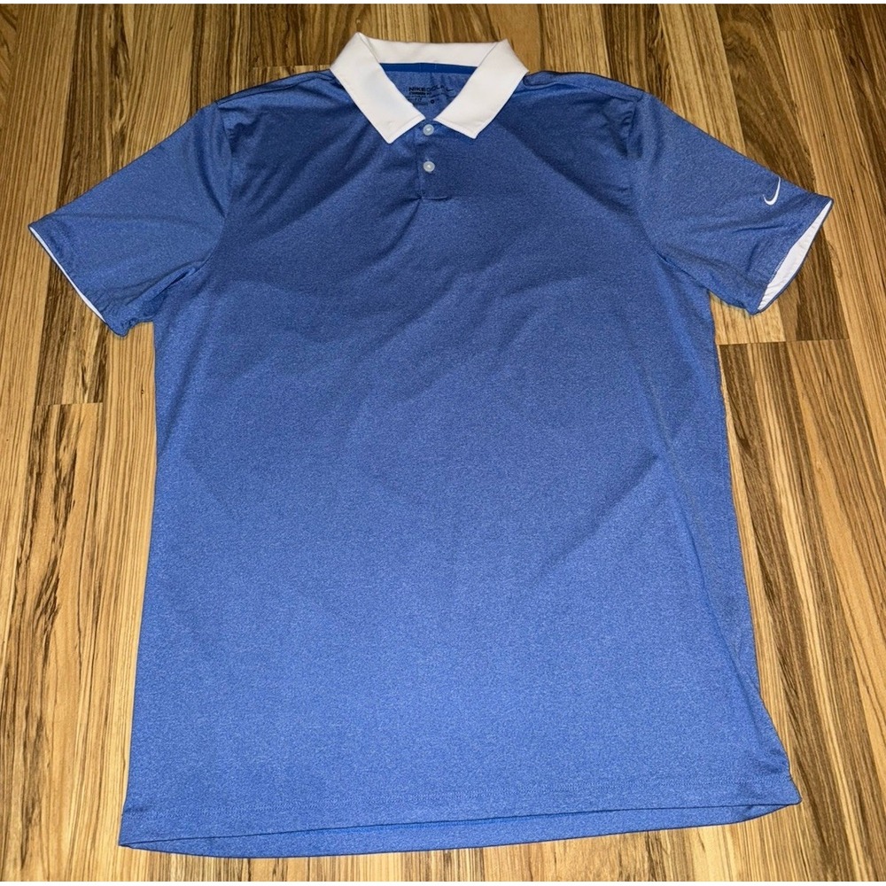 Nike Dri-fit Men's Polo Shirt Size M Y2K 90s Baby Blue White‎